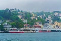 Bosphorus strait coast ferry terminal on rainy spring day Istanbul city Turkey Royalty Free Stock Photo