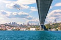 The Bosphorus under the bridge, Istanbul, Turkey Royalty Free Stock Photo