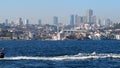 Bosphorus view from Kuzguncuk, seascape and view of the opposite shore, skyline of Istanbul, view of buildings and skyscrapers