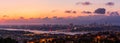 Bosporus Bridge in the skyline of Istanbul, sunset sky view, Turkey