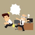 The boss is angry kick businessman ,dismissal from the job