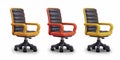 Boss armchair with wheels, side view. Set of vector illustrations with shadows