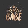 Boss Babe Vector poster. Brush calligraphy. Feminism slogan with Handwritting lettering. Royalty Free Stock Photo