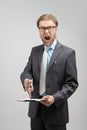 boss or businessman swearing and screaming Royalty Free Stock Photo