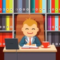 Boss CEO sitting at the desk in directors chair Royalty Free Stock Photo