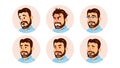 Boss Character Business People Avatar Vector. Modern Office Bearded Boss Man Face, Emotions Set. Creative Avatar