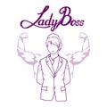 Boss character, chief, boss icon for logotype, flyer, posters, card, label, badge, banner, girl boss, chief logo, hand drawn