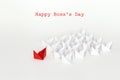 Boss day background with red paper ship leading white boats. Hap Royalty Free Stock Photo