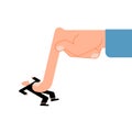 Boss Finger presses on worker. Hand Press. Vector illustration