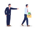 Boss firing employee flat color vector faceless characters Royalty Free Stock Photo