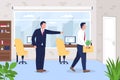 Boss firing employee from office job flat color vector illustration