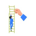 Boss Help Business Person Climb The Stairs, Image Emphasizing Importance Of Teamwork, Guidance, And Leadership