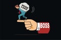 Boss instruction and work load of employee vector illustration