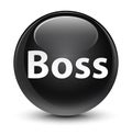 Boss glassy black round button