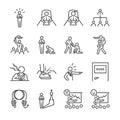 Boss line icon set. Included the icons as leader, team, bossy, command, manager, chief and more.