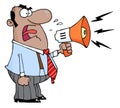 Boss man screaming into megaphone Royalty Free Stock Photo
