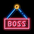 Boss Nameplate neon glow icon illustration