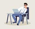 Boss in private office flat vector illustration