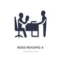 boss reading a document icon on white background. Simple element illustration from Business concept