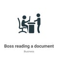 Boss reading a document vector icon on white background. Flat vector boss reading a document icon symbol sign from modern business