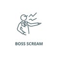 Boss scream line icon, vector. Boss scream outline sign, concept symbol, flat illustration Royalty Free Stock Photo