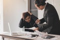 Boss shouting to employee while mistake working Royalty Free Stock Photo