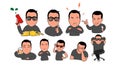 Boss stickers pack. A boss with different emotions. Isolated. Vector.