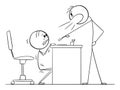 Boss Yelling at Office Worker, Vector Cartoon Stick Figure Illustration Royalty Free Stock Photo