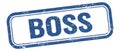 BOSS text on blue grungy vintage stamp