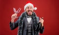 Boss tinsel ready celebrate new year. Corporate party ideas employees will love. Man bearded cheerful hipster santa hold