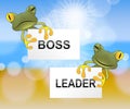 Boss Vs Leader Frogs Mean Leading A Team Better Than Managing 3d Illustration