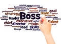 Boss word cloud hand writing concept Royalty Free Stock Photo