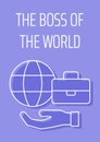 Boss of world postcard with linear glyph icon