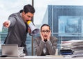 Boss yelling at his team member Royalty Free Stock Photo