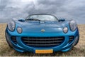 BOSCHENHOOFD/NETHERLANDS-JUNE 17, 2018: front view of a classic blue Lotus Elise at a classic car meeting