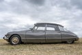 BOSCHENHOOFD/NETHERLANDS-JUNE 11, 2018: side view of a grey classic Citroen DS at a classic car meeting. This is one of the most