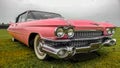 BOSSCHENHOOFD/NETHERLANDS-JUNE 11, 2018: a spectacular view of a classic Pink Cadillac
