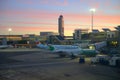 Boston Airport at sunrise, Boston, Massachusetts, USA