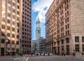 Boston buildings and Custom House Clock Tower - Boston, Massachusetts, USA Royalty Free Stock Photo