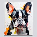 Modern And Colorful Bulldog Painting On White Background