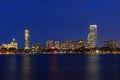Boston Charles River and Back Bay skyline at night Royalty Free Stock Photo