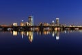 Boston Charles River and Back Bay skyline at night Royalty Free Stock Photo