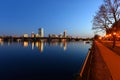 Boston Charles River and Back Bay skyline at night Royalty Free Stock Photo