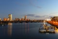 Boston Charles River and Back Bay skyline at night Royalty Free Stock Photo