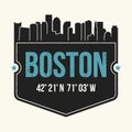 Boston city graphic, t-shirt design, tee print, typography