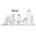 Boston city skyline - downtown cityscape, city landmarks