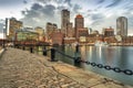 Boston city skyline at night Massachusetts USA Royalty Free Stock Photo