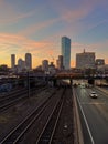 Boston city at sunset