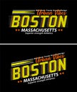 Boston city vintage urban vibes striped shadow typeface, for print on t shirts etc.