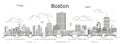 Boston cityscape line art vector illustration Royalty Free Stock Photo